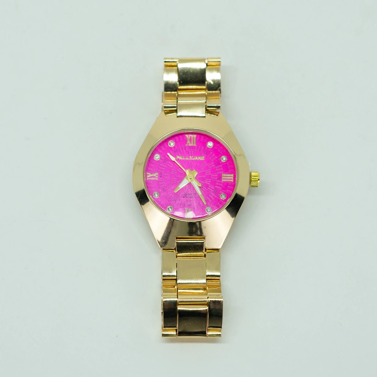 Relógio Feminino Elegance Dourado – Mostrador Rosa Luxo em Aço Inoxidável