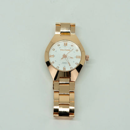 Relógio Feminino Elegance Dourado – Mostrador Rosa Luxo em Aço Inoxidável