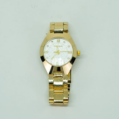 Relógio Feminino Elegance Dourado – Mostrador Rosa Luxo em Aço Inoxidável