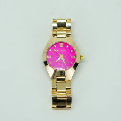 Relógio Feminino Elegance Dourado – Mostrador Rosa Luxo em Aço Inoxidável