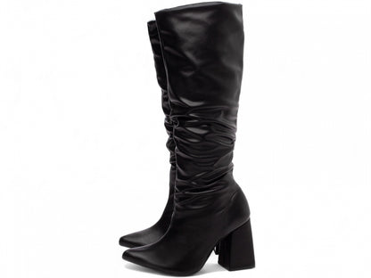 Bota Feminina Cano Alto Franzida Confortável Elegante