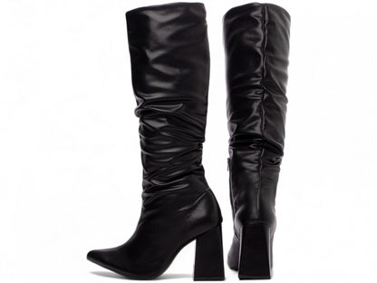 Bota Feminina Cano Alto Franzida Confortável Elegante