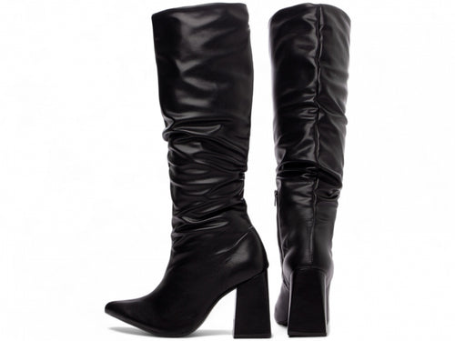 Bota Feminina Cano Alto Franzida Confortável Elegante