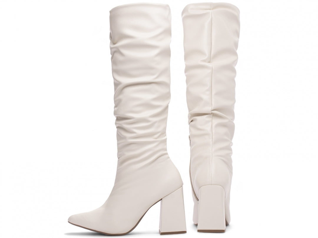Bota Feminina Cano Alto Franzida Confortável Elegante