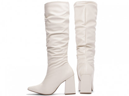 Bota Feminina Cano Alto Franzida Confortável Elegante