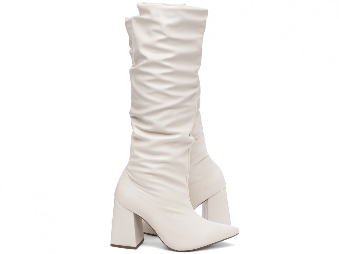 Bota Feminina Cano Alto Franzida Confortável Elegante