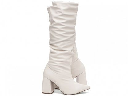 Bota Feminina Cano Alto Franzida Confortável Elegante