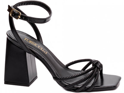 Sandália Feminina Elegante de Salto Grosso com Nó Frontal