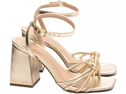 Sandália Feminina Elegante de Salto Grosso com Nó Frontal