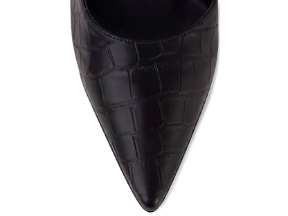 Mule Feminino Scarpin Croco Salto Bloco 6 cm Bico Fino
