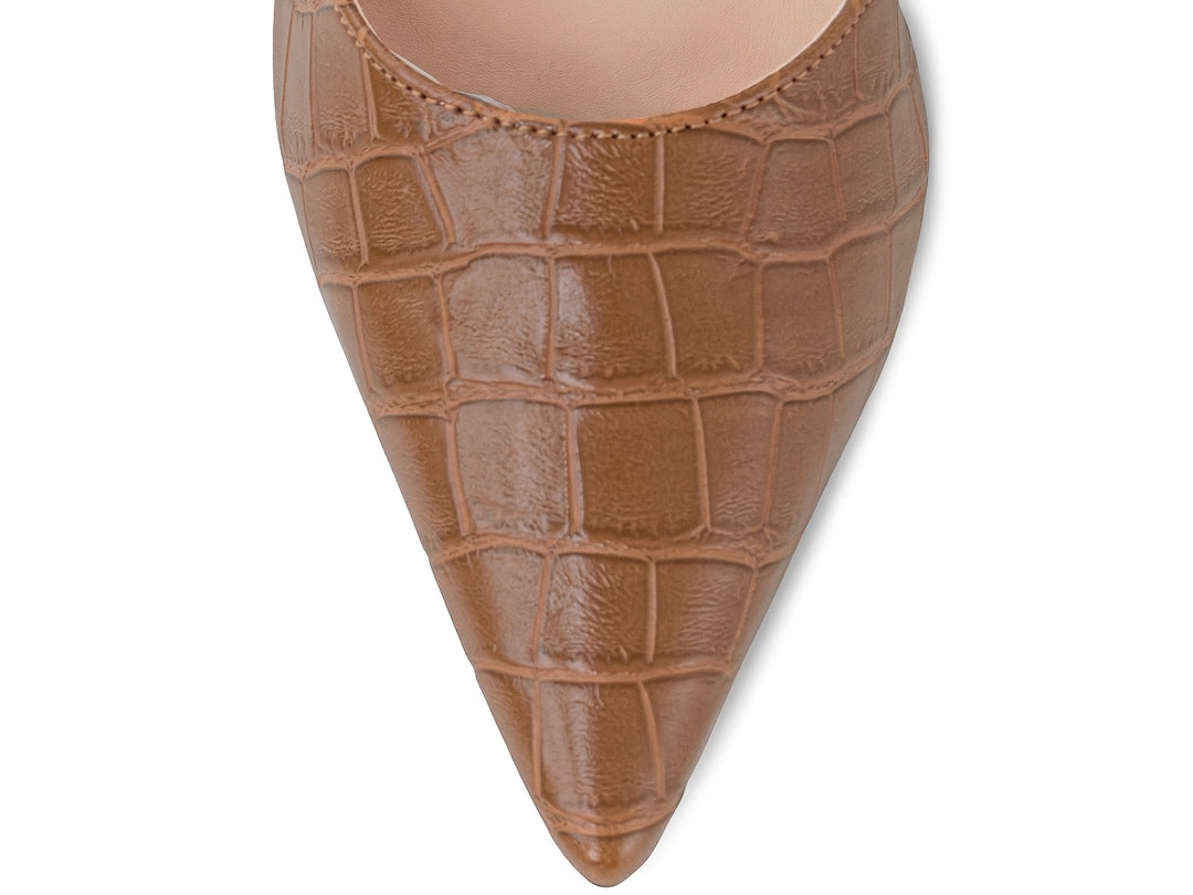 Mule Feminino Scarpin Croco Salto Bloco 6 cm Bico Fino