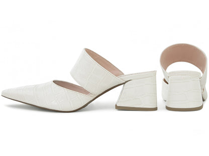 Mule Feminino Scarpin Croco Salto Bloco 6 cm Bico Fino