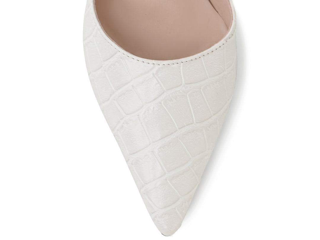 Mule Feminino Scarpin Croco Salto Bloco 6 cm Bico Fino
