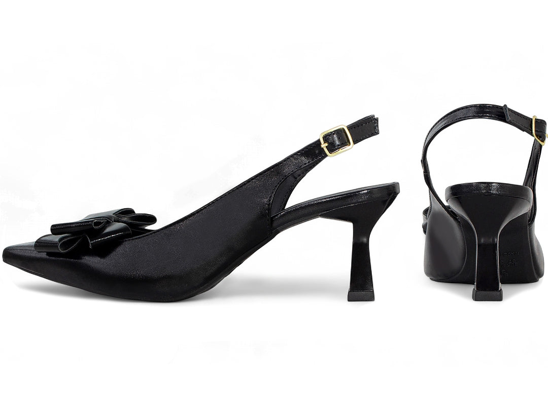 Scarpin Slingback Feminino Salto Taça 6 cm com Laço Elegante