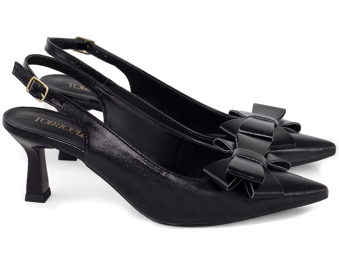 Scarpin Slingback Feminino Salto Taça 6 cm com Laço Elegante