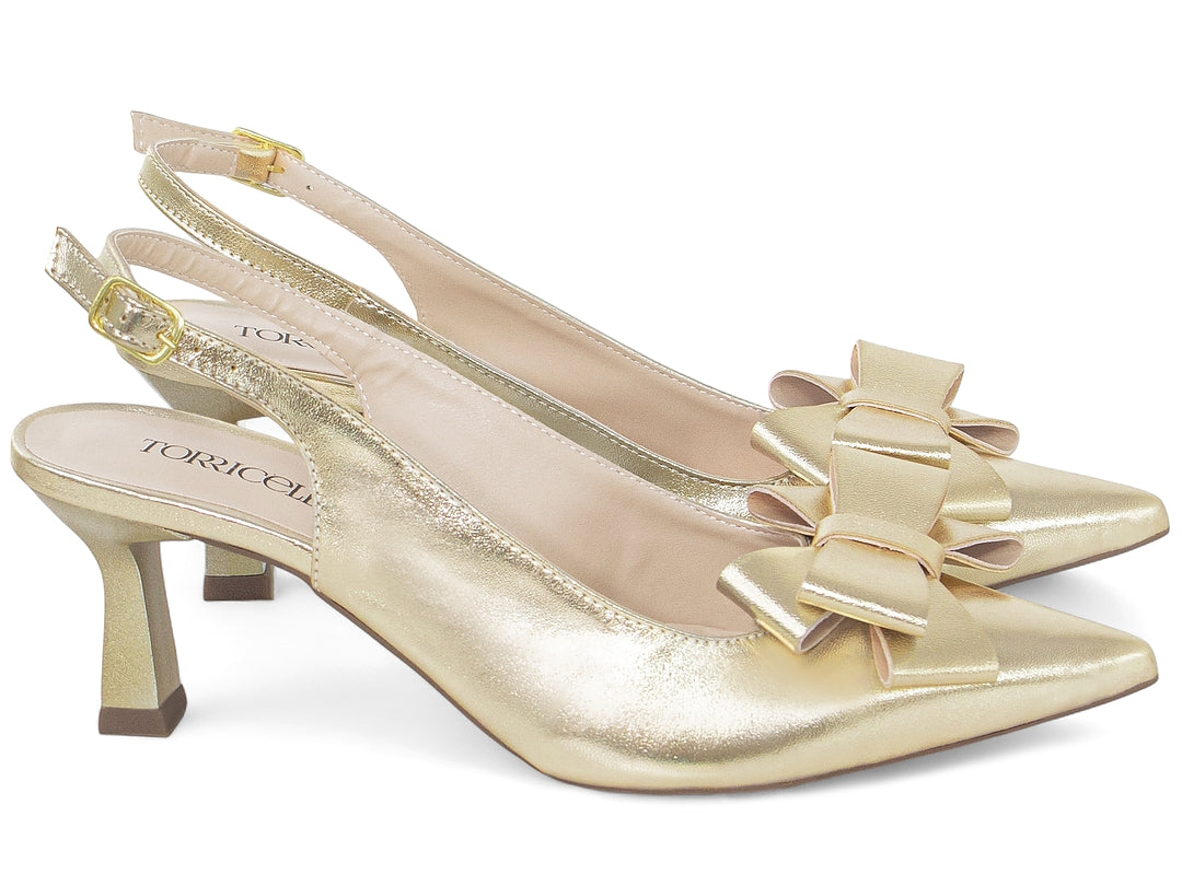 Scarpin Slingback Feminino Salto Taça 6 cm com Laço Elegante