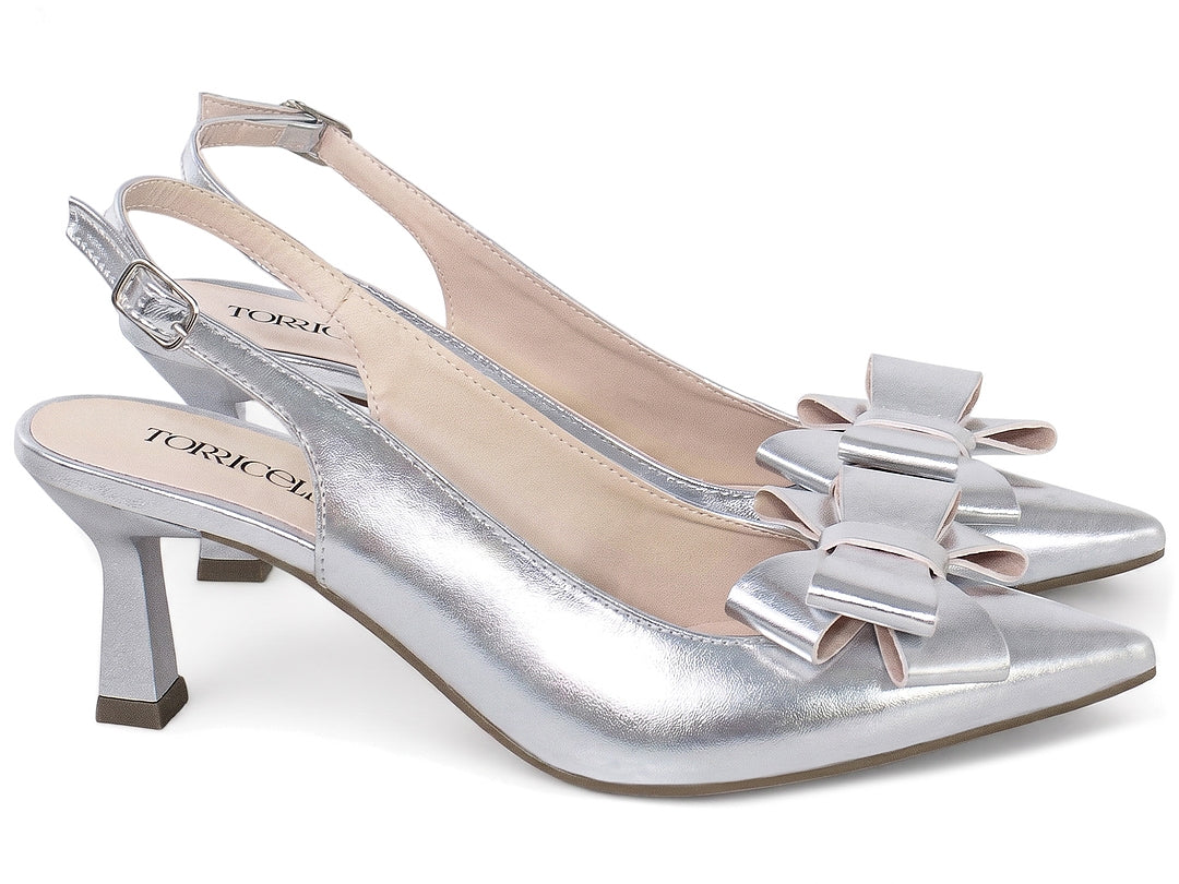 Scarpin Slingback Feminino Salto Taça 6 cm com Laço Elegante