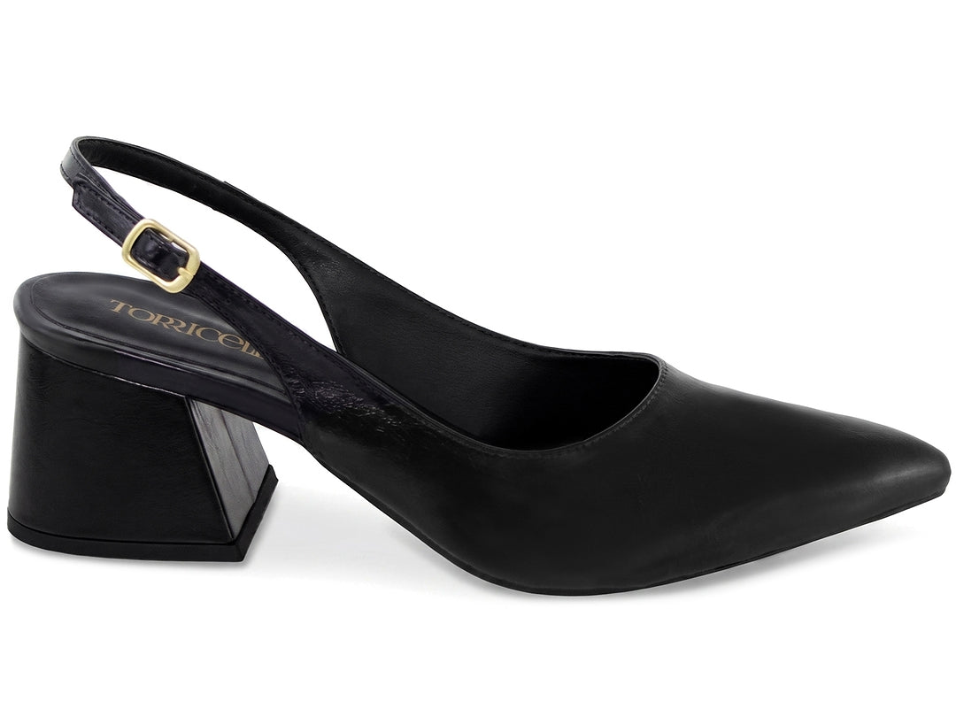 Scarpin Slingback Feminino Salto Bloco 6 cm com Fivela Ajustável