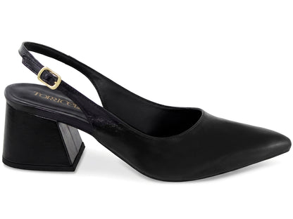 Scarpin Slingback Feminino Salto Bloco 6 cm com Fivela Ajustável