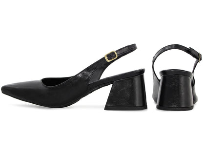 Scarpin Slingback Feminino Salto Bloco 6 cm com Fivela Ajustável
