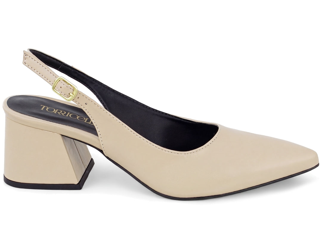 Scarpin Slingback Feminino Salto Bloco 6 cm com Fivela Ajustável