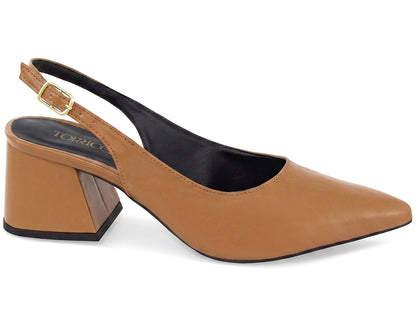 Scarpin Slingback Feminino Salto Bloco 6 cm com Fivela Ajustável