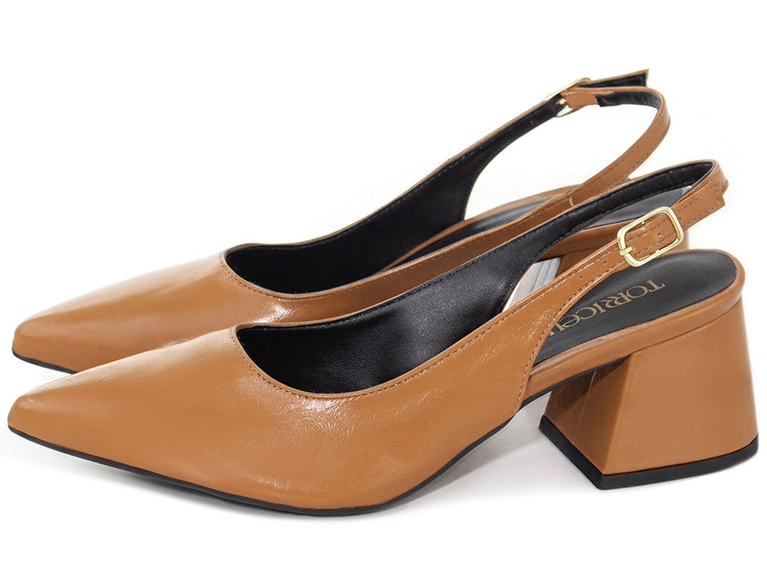 Scarpin Slingback Feminino Salto Bloco 6 cm com Fivela Ajustável