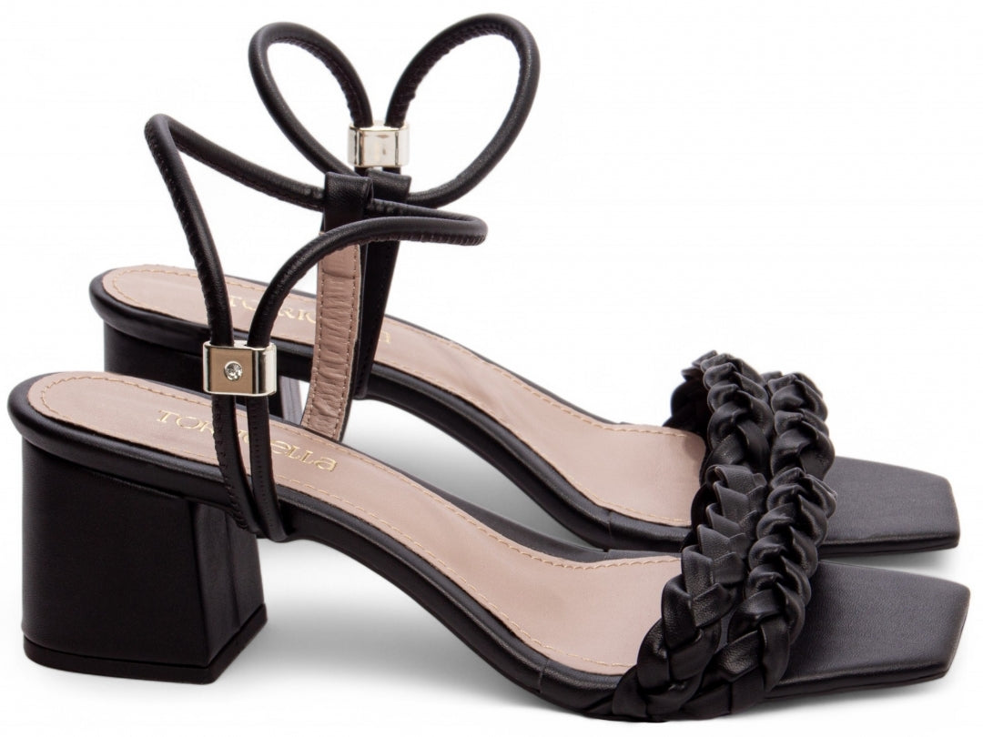 Sandália Feminina Salto Grosso Trançada – Elegância e Conforto Diário