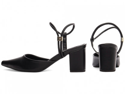 Scarpin Slingback Bico Fino com Salto Bloco 6cm