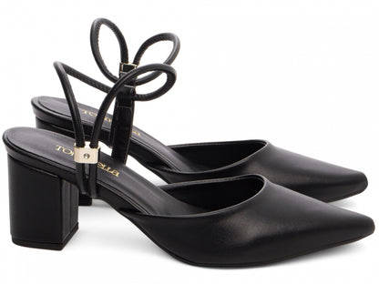 Scarpin Slingback Bico Fino com Salto Bloco 6cm