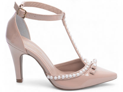 Scarpin Feminino Verniz com Pérolas e Salto Alto 9cm