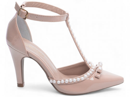 Scarpin Feminino Verniz com Pérolas e Salto Alto 9cm