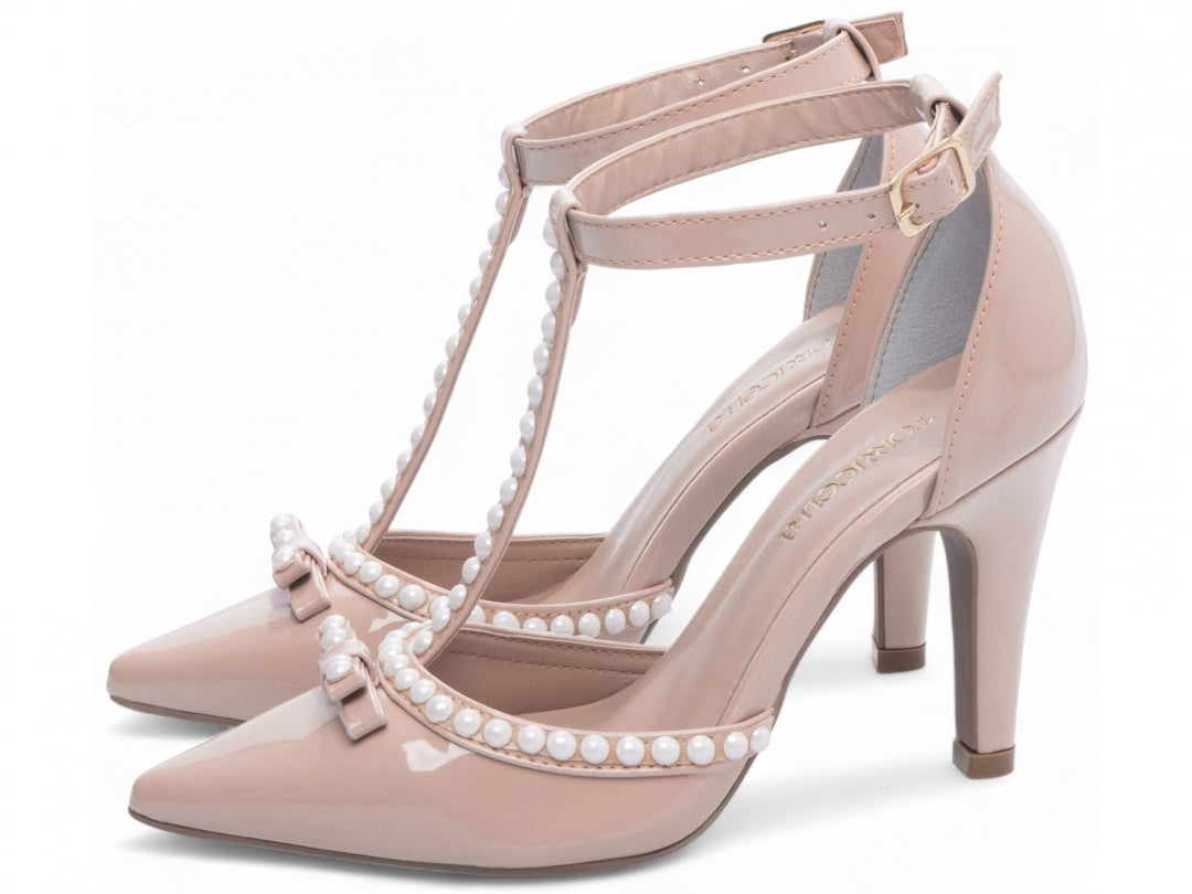 Scarpin Feminino Verniz com Pérolas e Salto Alto 9cm