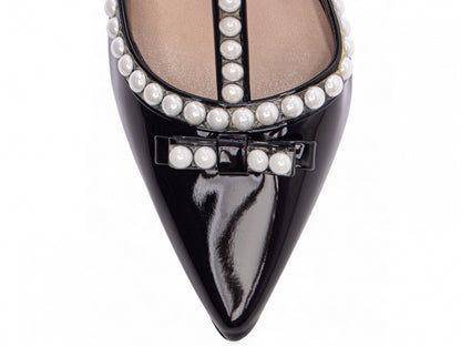 Scarpin Feminino Verniz com Pérolas e Salto Alto 9cm