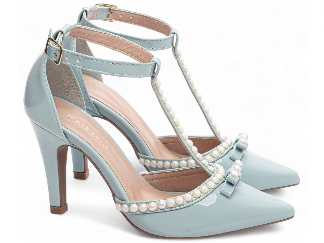 Scarpin Feminino Verniz com Pérolas e Salto Alto 9cm