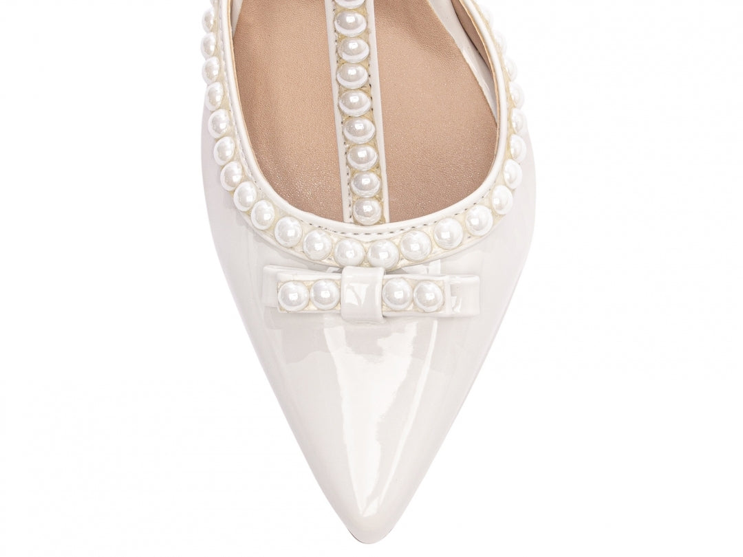 Scarpin Feminino Verniz com Pérolas e Salto Alto 9cm