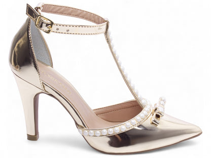 Scarpin Feminino Verniz com Pérolas e Salto Alto 9cm