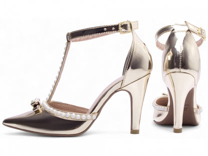 Scarpin Feminino Verniz com Pérolas e Salto Alto 9cm