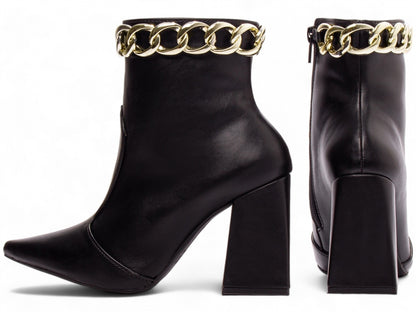Bota Feminina Preta Cano Médio Bico Fino Elegante Moderna