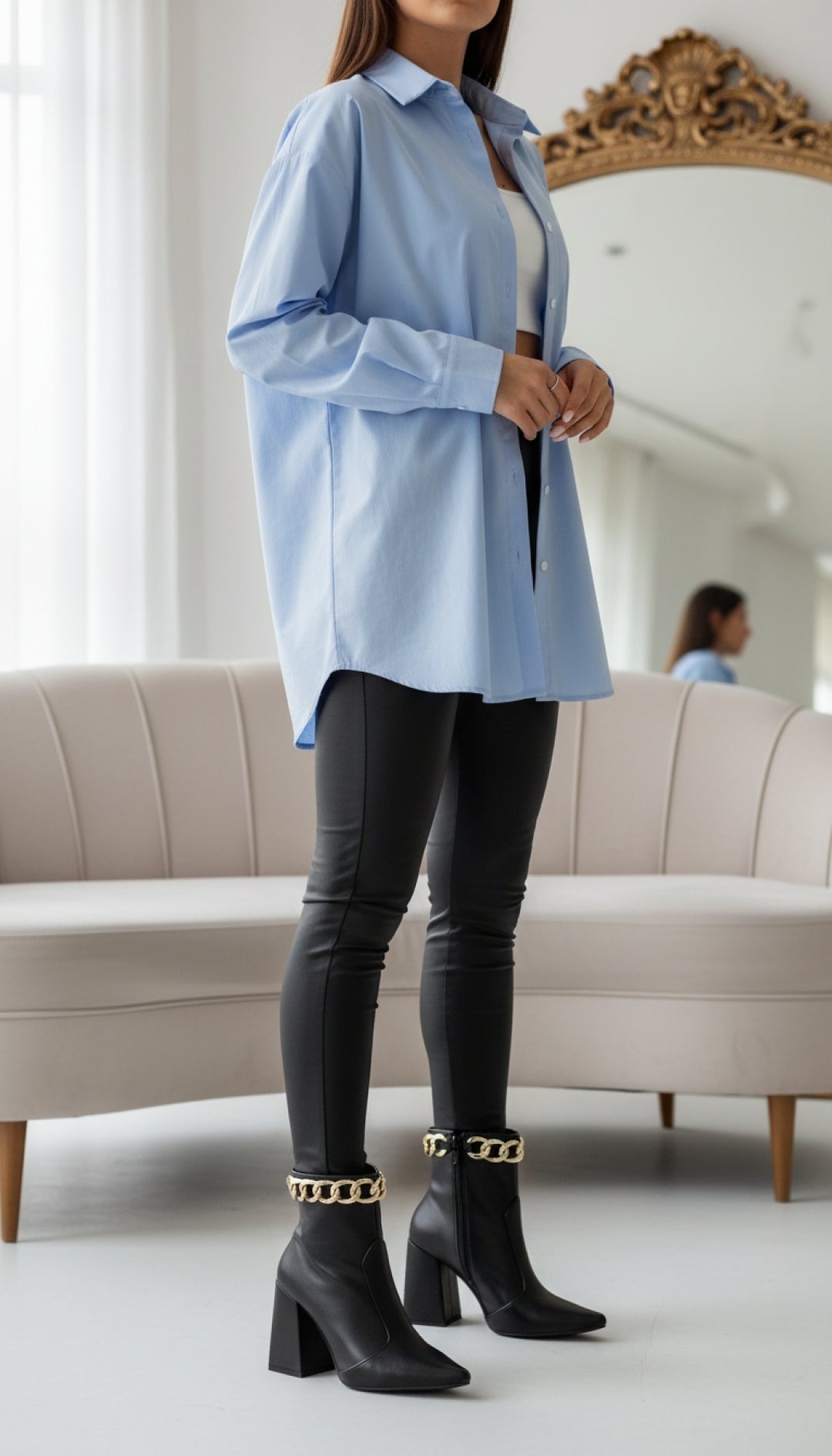 Bota Feminina Preta Cano Médio Bico Fino Elegante Moderna
