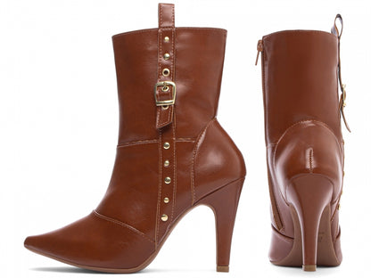 Bota Feminina Bico Fino Cano Médio Estilosa Elegante