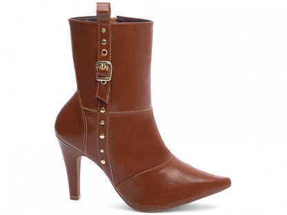 Bota Feminina Bico Fino Cano Médio Estilosa Elegante