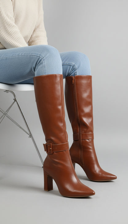 Bota Feminina Cano Longo Bico Fino Elegante Versátil