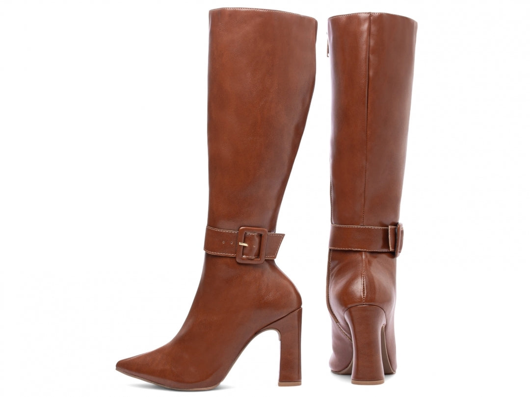 Bota Feminina Cano Longo Bico Fino Elegante Versátil