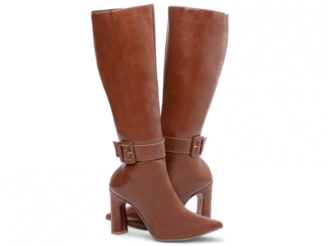 Bota Feminina Cano Longo Bico Fino Elegante Versátil