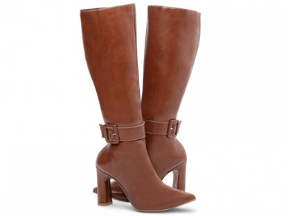 Bota Feminina Cano Longo Bico Fino Elegante Versátil
