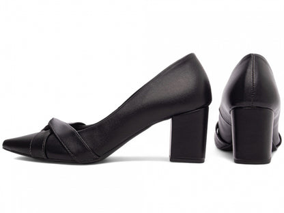 Scarpin Feminino Bico Fino com Nó e Salto Bloco 6,5cm