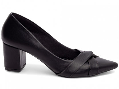 Scarpin Feminino Bico Fino com Nó e Salto Bloco 6,5cm