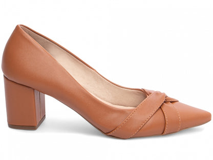 Scarpin Feminino Bico Fino com Nó e Salto Bloco 6,5cm