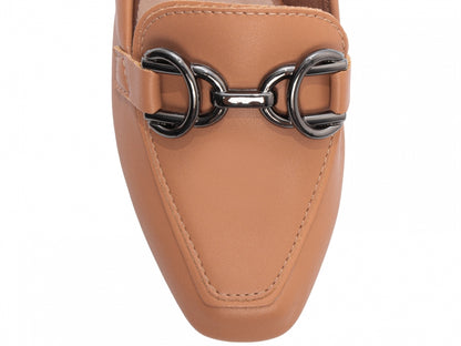 Mocassim Feminino Caramelo com Bridão Grafite